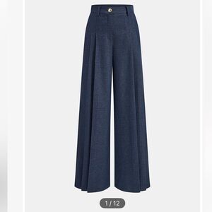 Elegant Navy Wide-Leg Pants